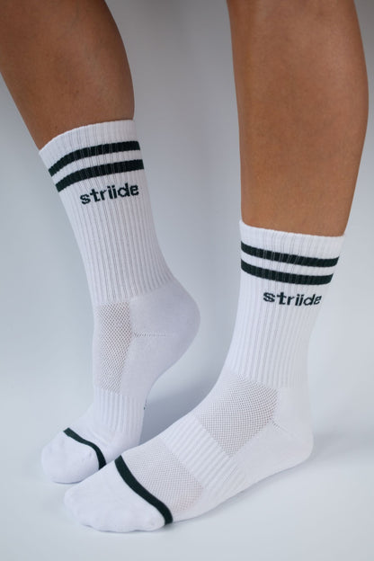 Athletic Sock - White & Forest Green
