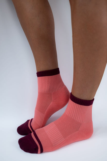 Quarter Sock - Pink Maroon