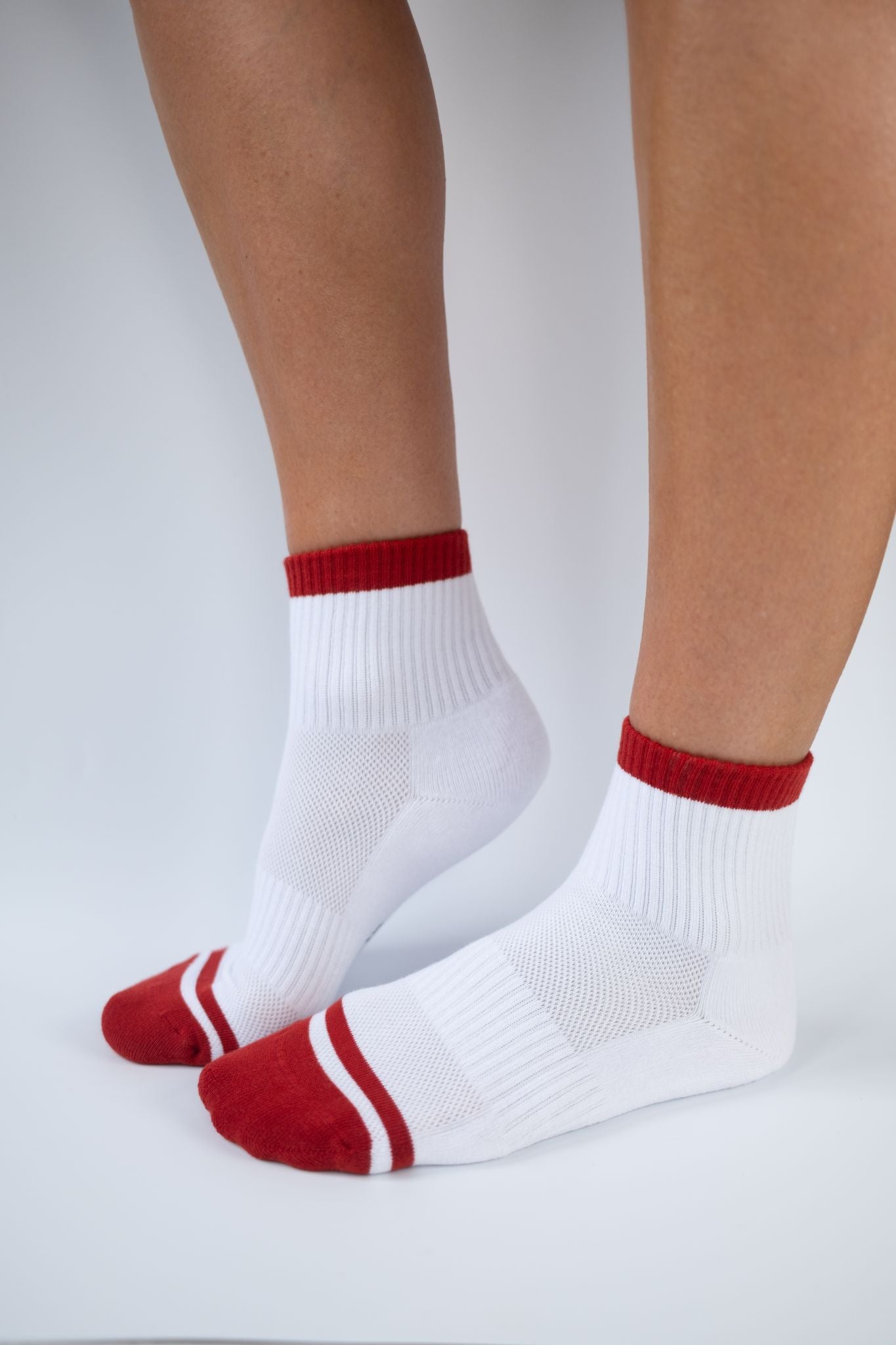 Quarter Sock - White & Red