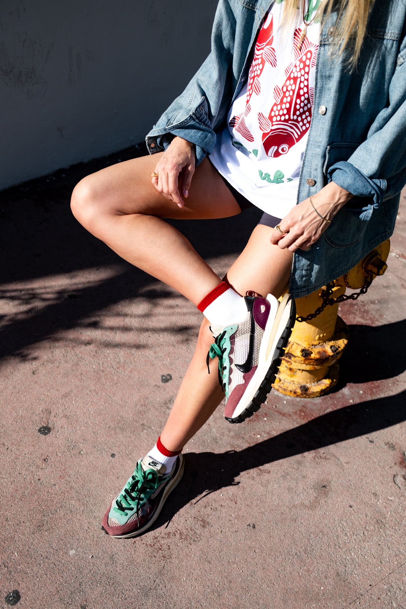 Quarter Sock - White & Red