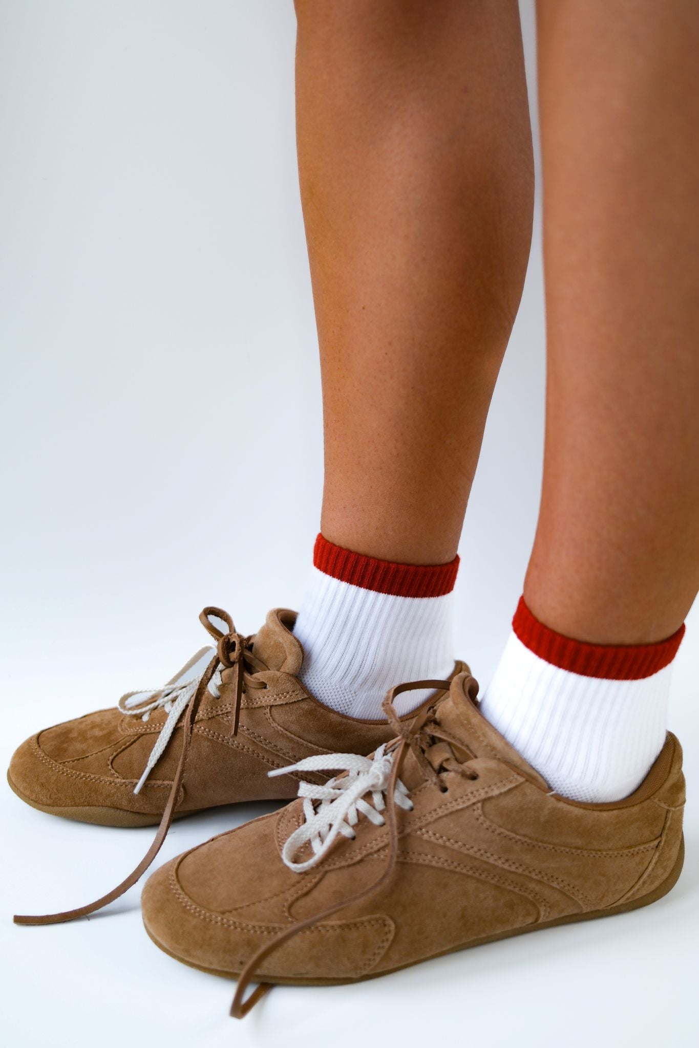 Quarter Sock - White & Red